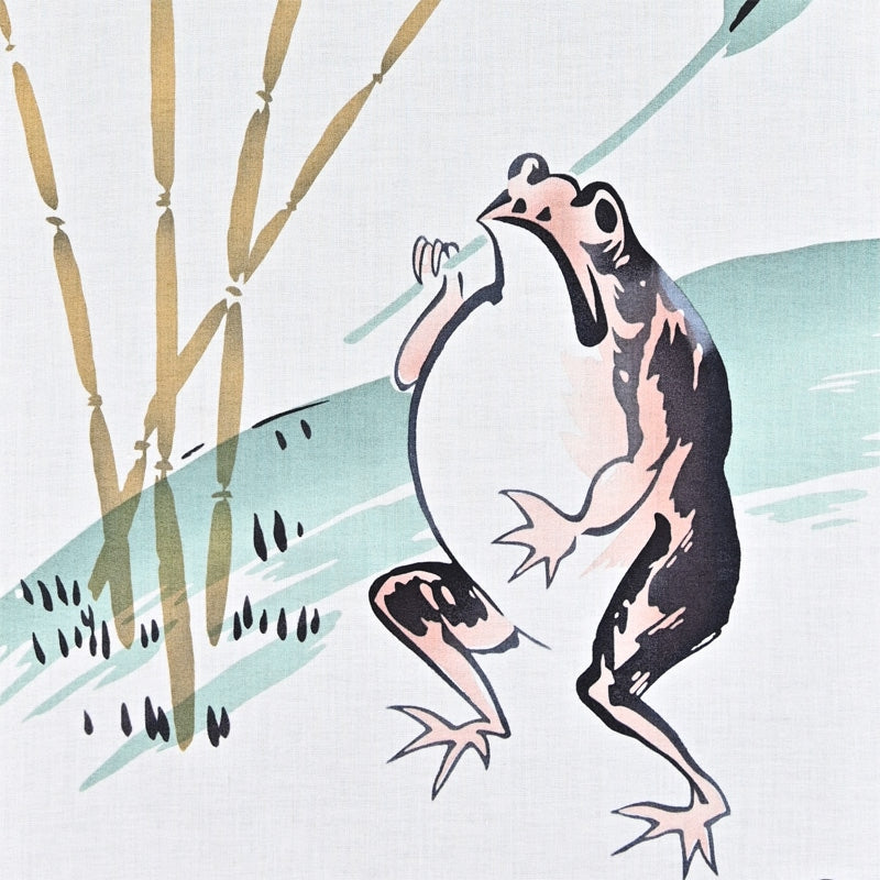 Kyo-Yuzen Dyeing Tenugui Towel (Japanese Hand Towel) - Frog -, Made in Kyoto, Japan
