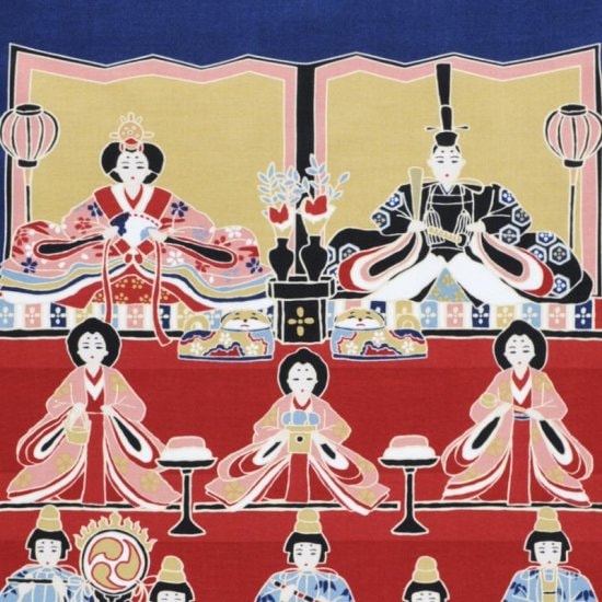 Kyo-Yuzen Dyeing Tenugui Towel (Japanese Hand Towel) - Hinamatsuri (Doll's Festival) -, Made in Kyoto, Japan