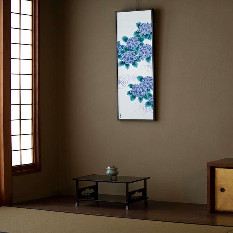 Kyo-Yuzen Dyeing Tenugui Towel (Japanese Hand Towel) - Hydrangea -, Made in Kyoto, Japan