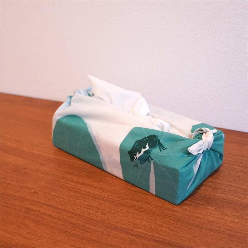 Kyo-Yuzen Dyeing Tenugui Towel (Japanese Hand Towel) - Frog and Water Lily -, Made in Kyoto, Japan