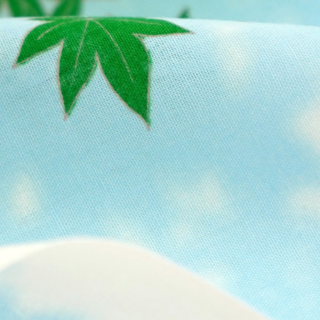 Kyo-Yuzen Dyeing Tenugui Towel (Japanese Hand Towel) - Cat and Green Maple Leaves -, Made in Kyoto, Japan