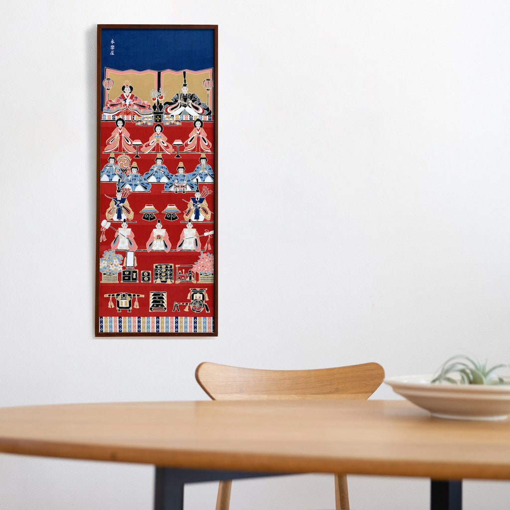 Kyo-Yuzen Dyeing Tenugui Towel (Japanese Hand Towel) - Hinamatsuri (Doll's Festival) -, Made in Kyoto, Japan