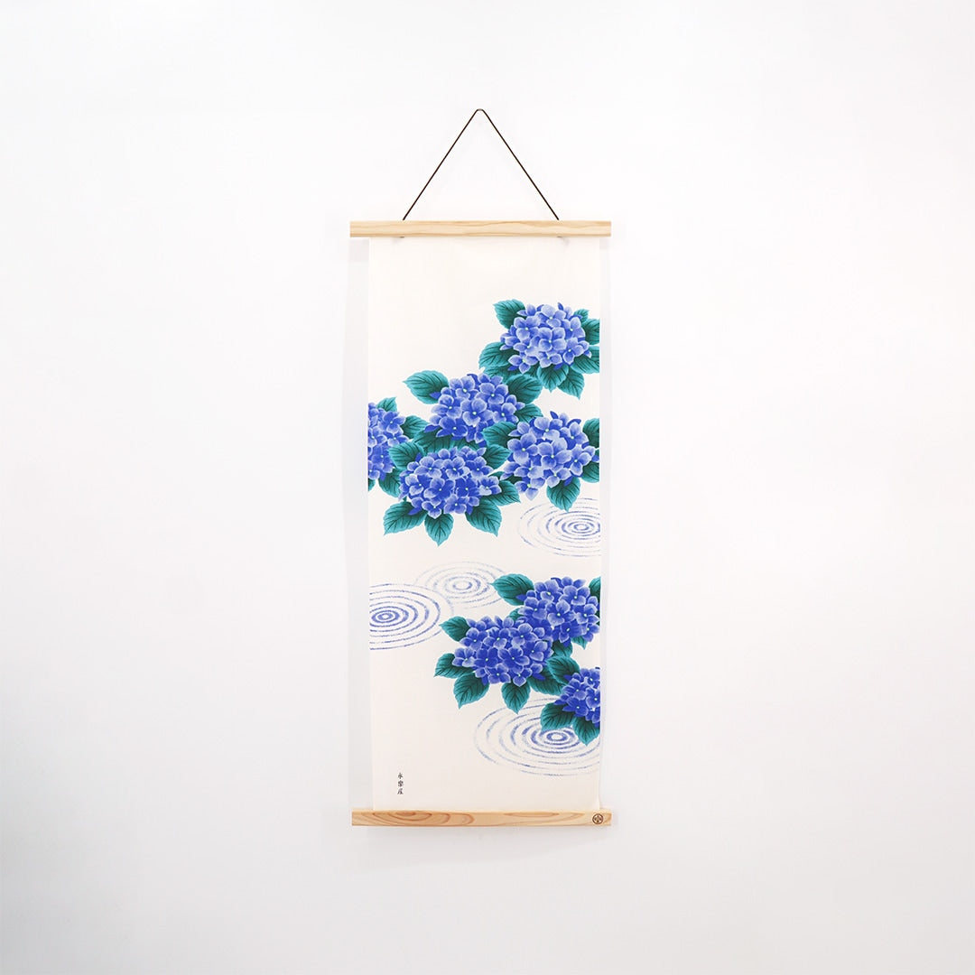 Kyo-Yuzen Dyeing Tenugui Towel (Japanese Hand Towel) - Hydrangea -, Made in Kyoto, Japan