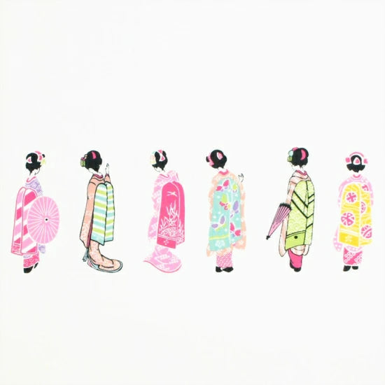 Kyo-Yuzen Dyeing Tenugui Towel (Japanese Hand Towel) - Japanese Maiko - , Made in Kyoto, Japan
