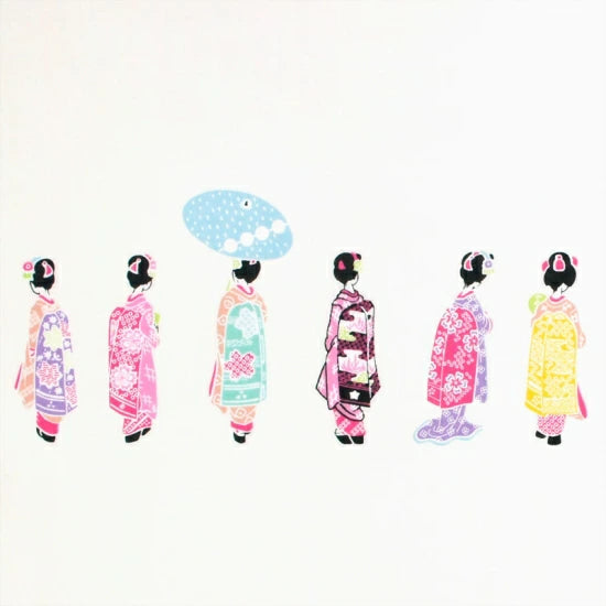 Kyo-Yuzen Dyeing Tenugui Towel (Japanese Hand Towel) - Japanese Maiko - , Made in Kyoto, Japan
