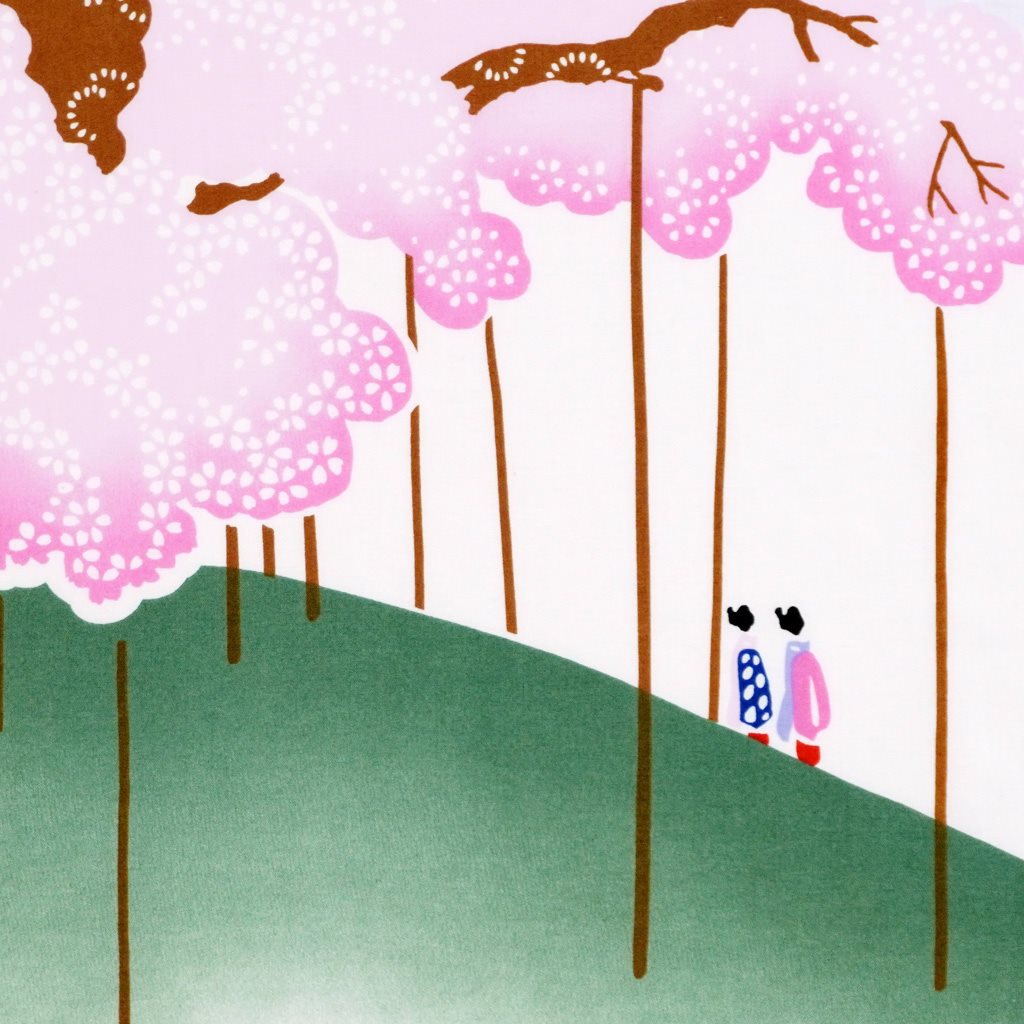 Kyo-Yuzen Dyeing Tenugui Towel (Japanese Hand Towel) - Kyoto Maruyama Park Weeping Cherry Blossom -, Made in Kyoto, Japan