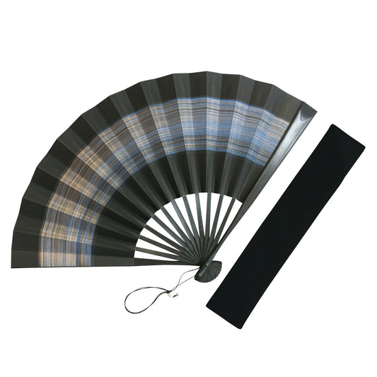 Kyo-sensu (Japanese folding fan) for Men - Brush Finish / Blue - , Made in Kyoto, Japan , Kyoto sensu