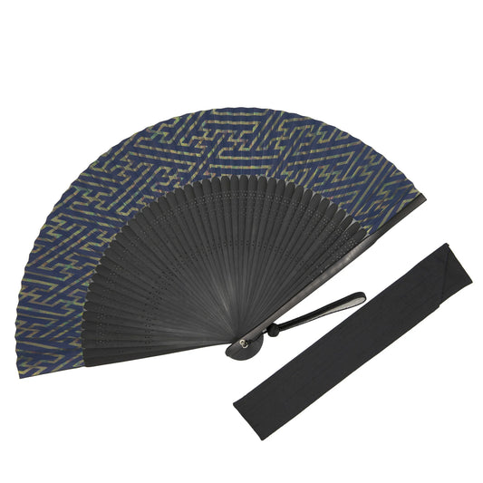 Kyo-sensu (Japanese folding fan) for Men - Silver Leaf / Blue - , Made in Kyoto , Japan, Kyoto sensu