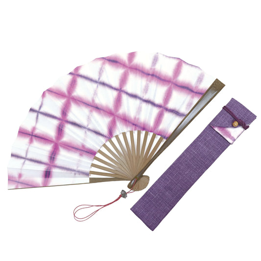 Kyo-sensu (Japanese folding fan) for Women - Shibori / Purple - , Made in Kyoto, Japan , Kyoto sensu