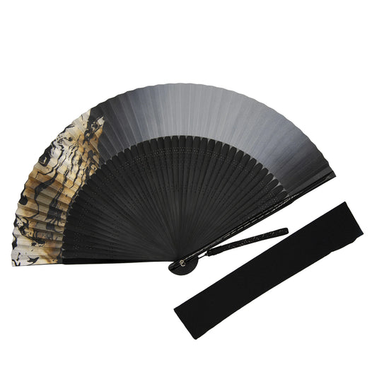 Kyo-sensu (Japanese folding fan) for Men - Running Water / Black - , Made in Kyoto, Japan , Kyoto sensu