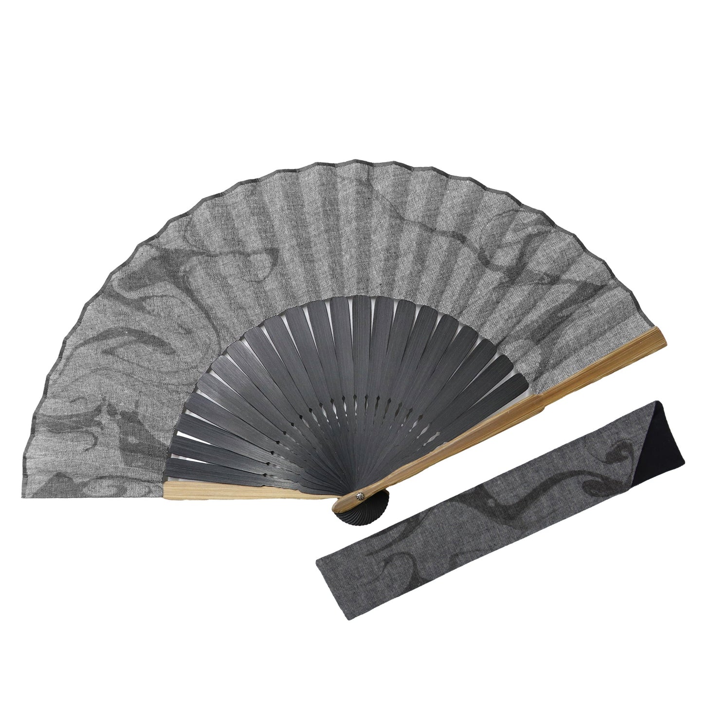 Kyo-sensu (Japanese folding fan) for Men - Dungaree Fabric / Black - , Made in Kyoto, Japan , Kyoto sensu