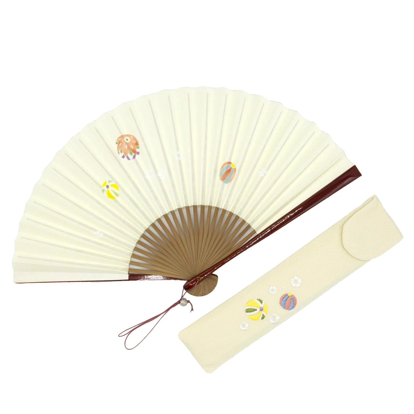 Kyo-sensu (Japanese folding fan) for Women - Japanese Temari Ball - , Made in Kyoto, Japan , Kyoto sensu