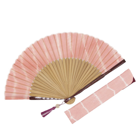 Kyo-sensu (Japanese folding fan) for Women - Shibori / Pink - , Made in Kyoto, Japan , Kyoto sensu