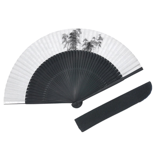 Kyo-sensu (Japanese folding fan) for Men - Silver Leaf / Pine Tree - , Made in Kyoto, Japan , Kyoto sensu