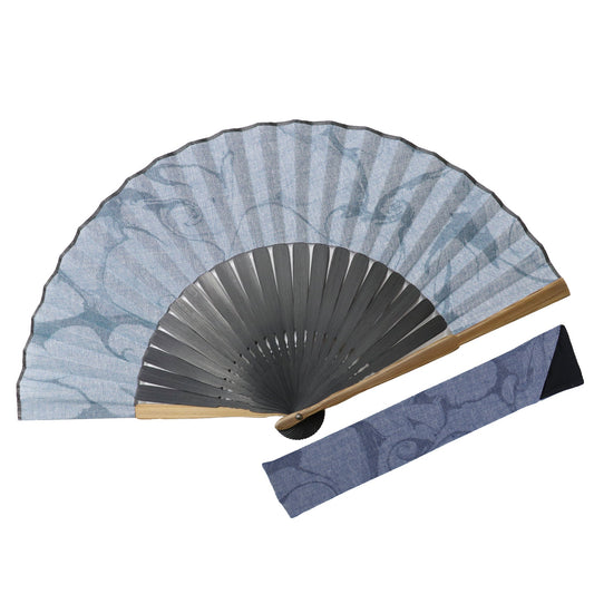 Kyo-sensu (Japanese folding fan) for Men - Dungaree Fabric / Blue - , Made in Kyoto, Japan , Kyoto sensu