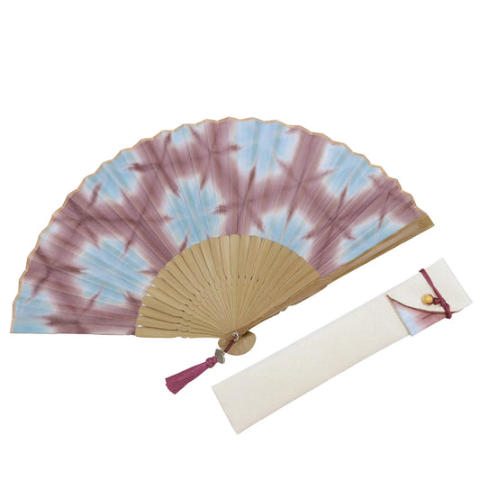 Kyo-sensu (Japanese folding fan) for Women - Shibori / Snowflake (Brown) - , Made in Kyoto, Japan , Kyoto sensu