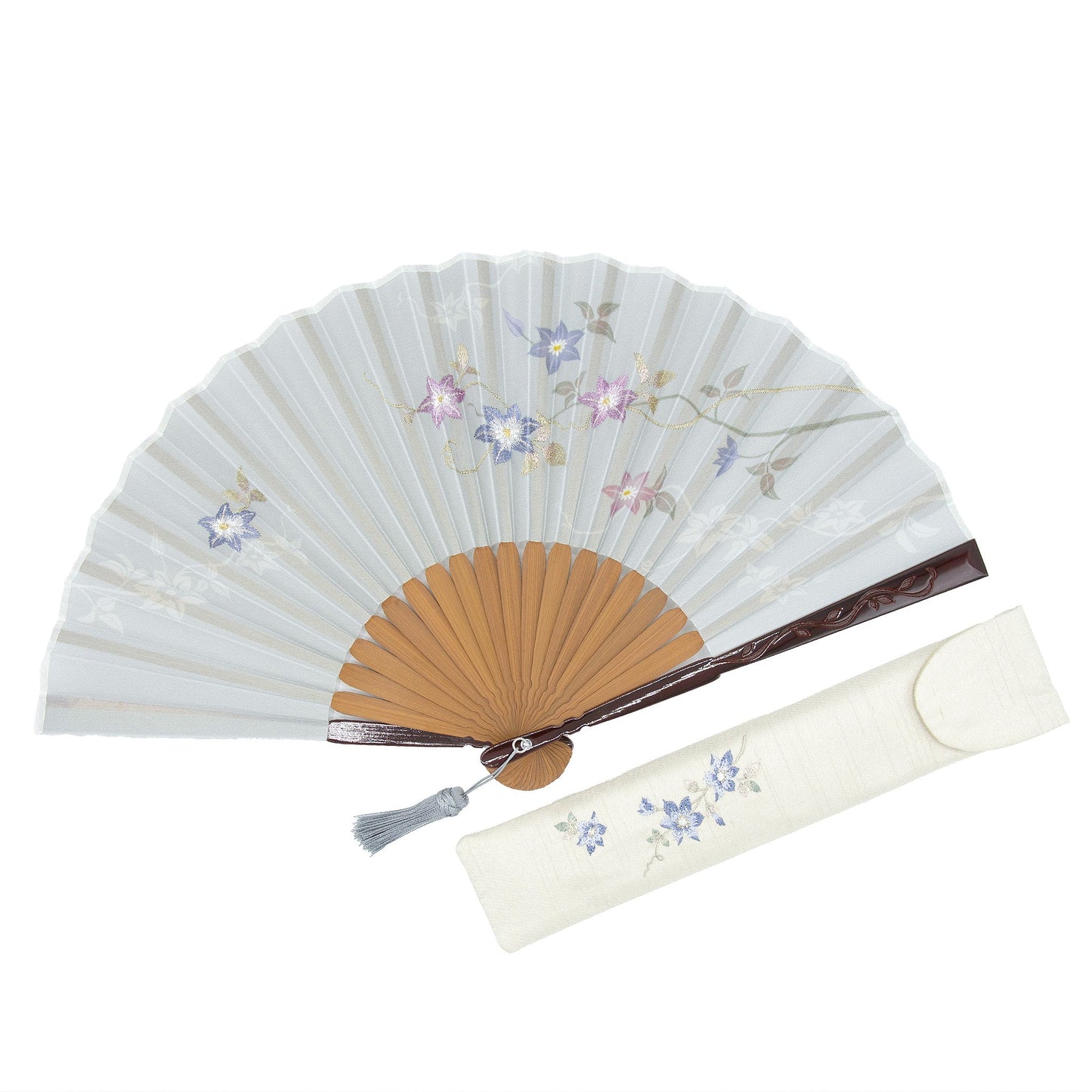 Kyo-sensu (Japanese folding fan) for Women - Clematis - , Made in Kyoto , Japan, Kyoto sensu