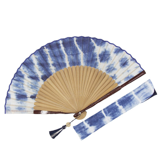 Kyo-sensu (Japanese folding fan) for Women - Shibori / Blue - , Made in Kyoto, Japan , Kyoto sensu