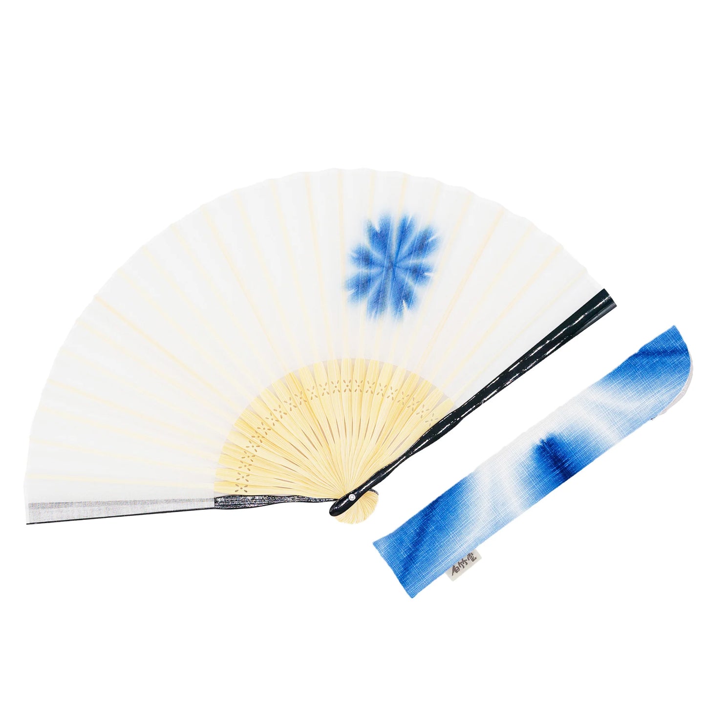 Kyo-sensu (Japanese folding fan) for Men - Shibori / Snowflake (Lapis Lazuli Blue) - , Made in Kyoto, Japan , Kyoto sensu