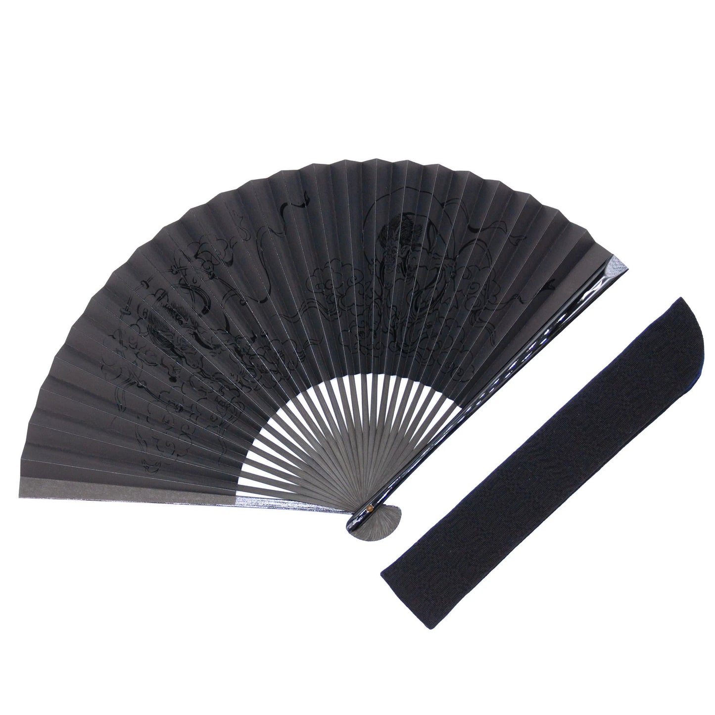 Kyo-sensu (Japanese folding fan) for Men - Urushi Lacquer Painting / Fujin & Raijin (Wind God & Thunder God) - , Made in Kyoto, Japan , Kyoto sensu