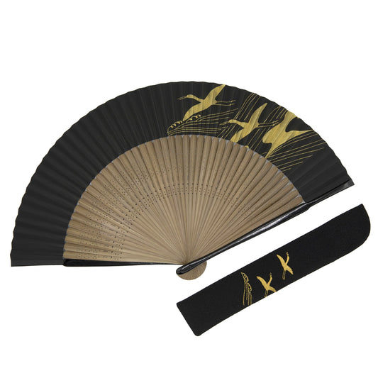 Kyo-sensu (Japanese folding fan) for Men - Crane -, Made in Kyoto, Japan, Kyoto sensu