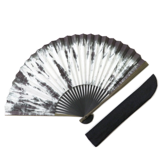 Kyo-sensu (Japanese folding fan) for Men - Shibori / Black - , Made in Kyoto, Japan , Kyoto sensu