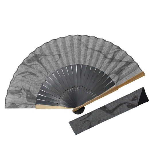Kyo-sensu (Japanese folding fan) for Men - Dungaree Fabric / Black - , Made in Kyoto, Japan , Kyoto sensu