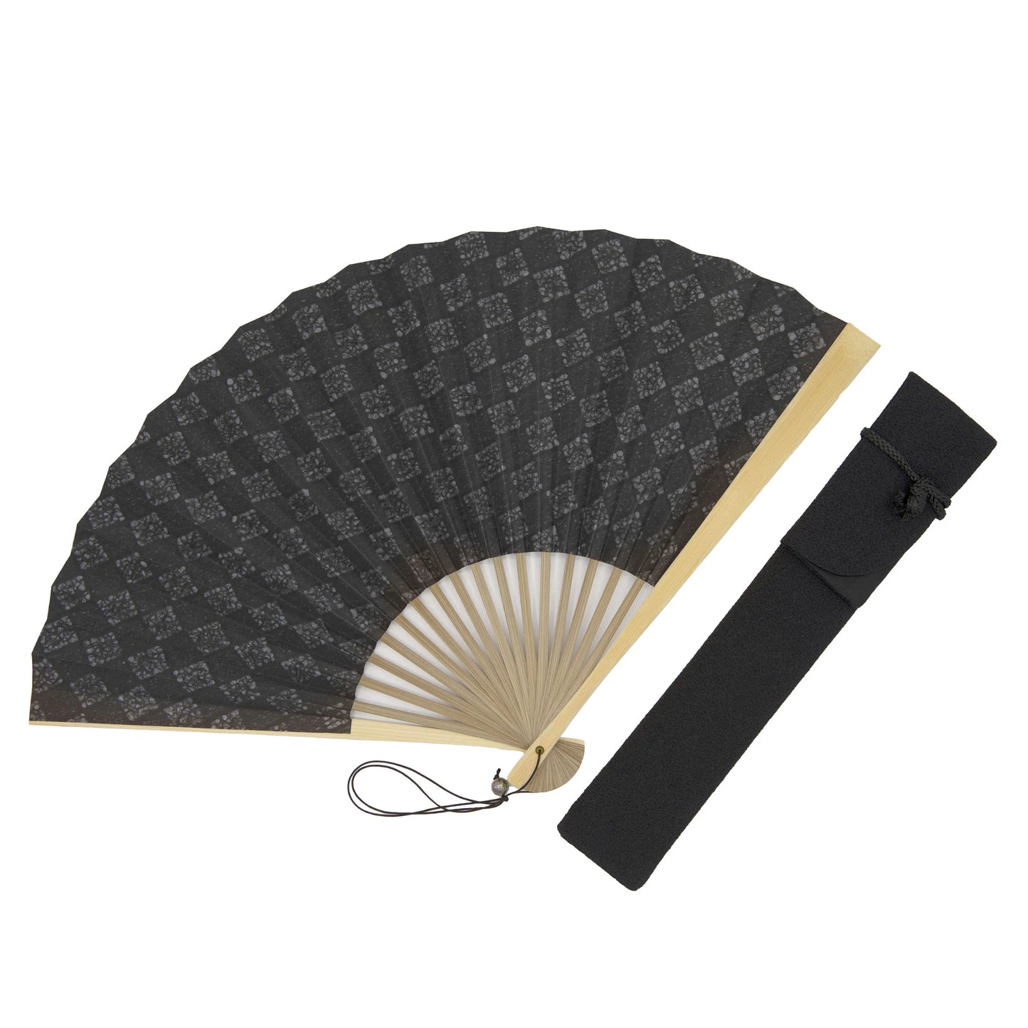 Kyo-sensu (Japanese folding fan) for Men - Tosa Washi / Ichimatsu pattern (Japanese Checkered Pattern) - , Made in Kyoto, Japan , Kyoto sensu