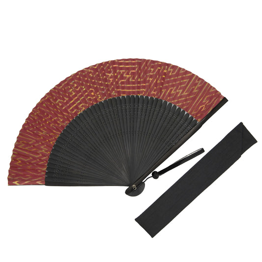 Kyo-sensu (Japanese folding fan) for Men - Silver Leaf / Red - , Made in Kyoto , Japan, Kyoto sensu