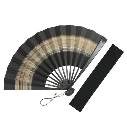 Kyo-sensu (Japanese folding fan) for Men - Brush Finish / Yellow - , Made in Kyoto, Japan , Kyoto sensu