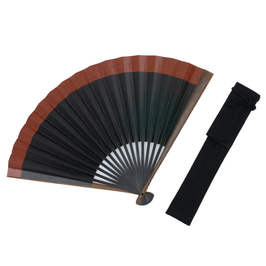 Kyo-sensu (Japanese folding fan) for Men - Kakishibu / Two Tone Color (Natural × Black) - , Made in Kyoto , Japan, Kyoto sensu