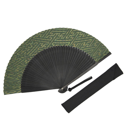 Kyo-sensu (Japanese folding fan) for Men - Silver Leaf / Green - , Made in Kyoto , Japan, Kyoto sensu