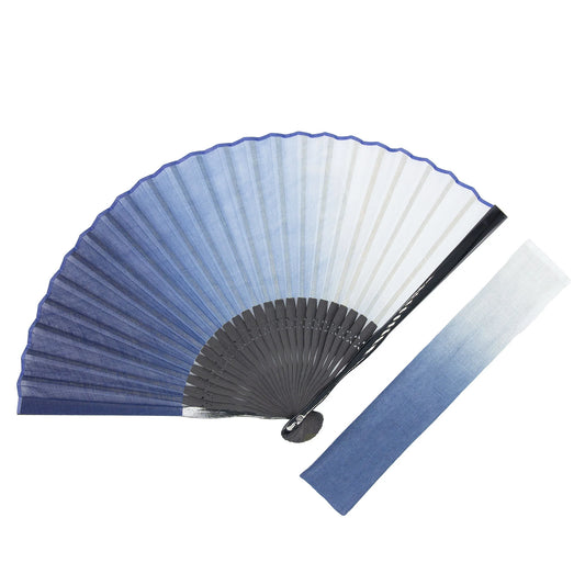 Kyo-sensu (Japanese folding fan) for Men - Aizome / Bokashi-zome (Gradation dyeing) - , Made in Kyoto, Japan , Kyoto sensu
