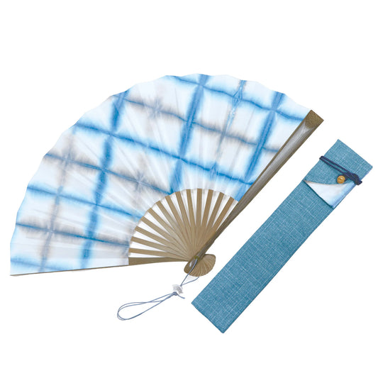 Kyo-sensu (Japanese folding fan) for Women - Shibori / Blue - , Made in Kyoto, Japan , Kyoto sensu