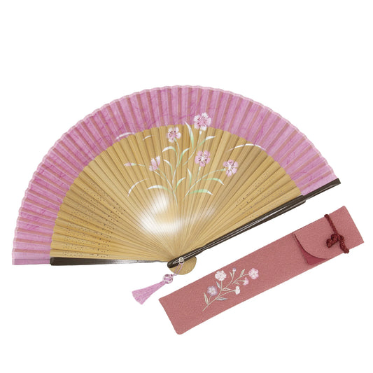 Kyo-sensu (Japanese folding fan) for Women - Dianthus - , Made in Kyoto, Japan , Kyoto sensu