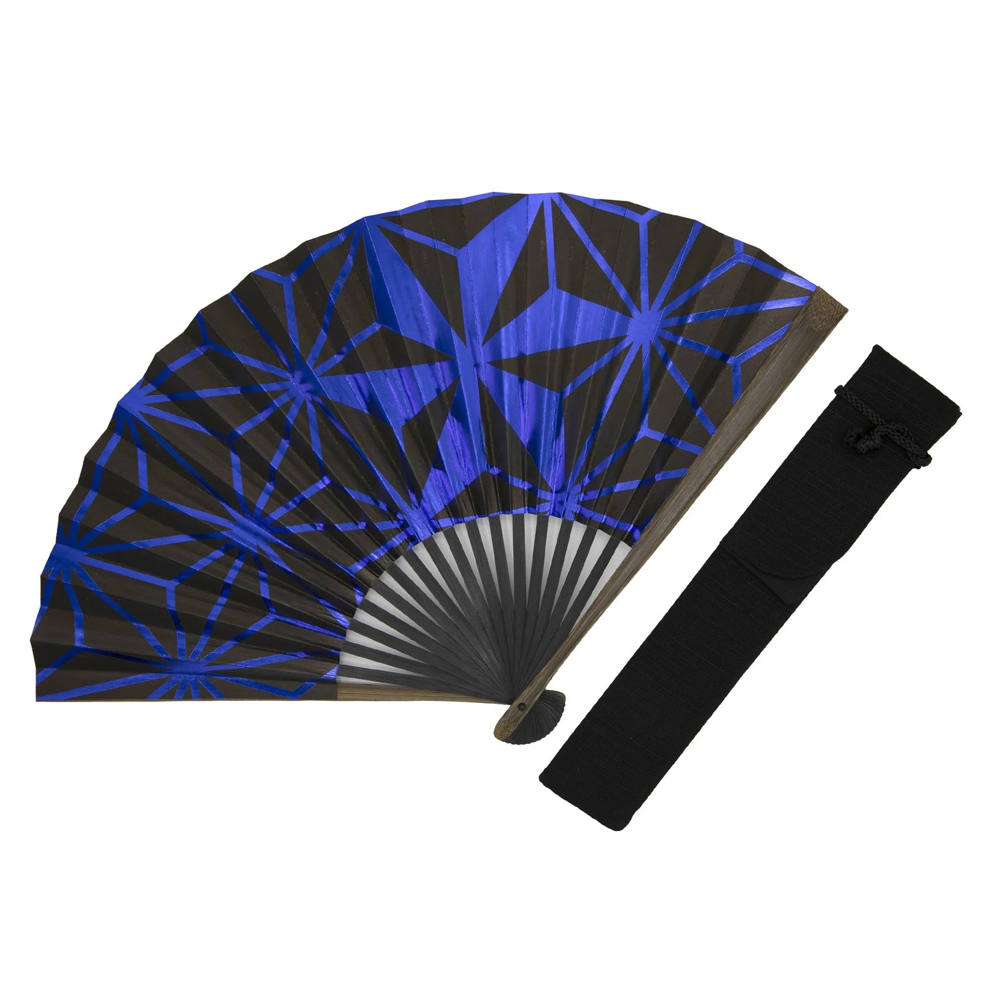 Kyo-sensu (Japanese folding fan) for Men - Foil Stamping / Blue - , Made in Kyoto, Japan , Kyoto sensu