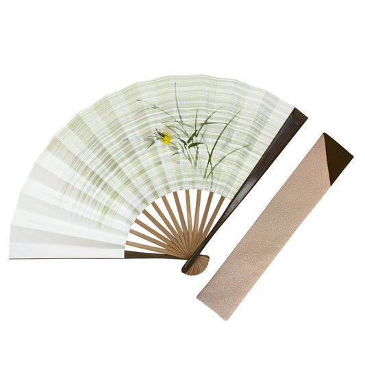 Reversible Kyo-sensu (Japanese folding fan) for Men - Firefly and Bamboo - , Made in Kyoto, Japan , Kyoto sensu