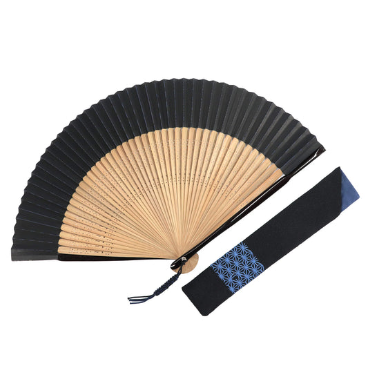 Kyo-sensu (Japanese folding fan) for Men - Asanoha (Hemp Leaf) Pattern -, Made in Kyoto, Japan, Kyoto sensu
