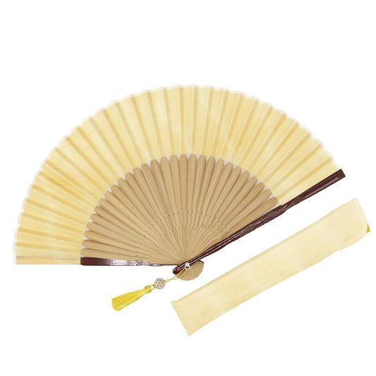 Kyo-sensu (Japanese folding fan) for Women - Shibori / Yellow - , Made in Kyoto, Japan , Kyoto sensu