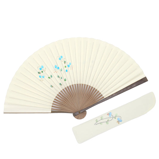 Kyo-sensu (Japanese folding fan) for Women - Asiatic Dayflower - , Made in Kyoto, Japan , Kyoto sensu