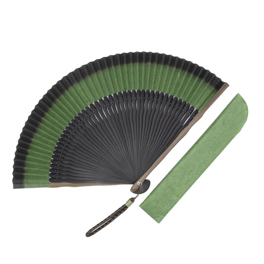 Kyo-sensu (Japanese folding fan) for Men - Kurotani Washi / Green - , Made in Kyoto, Japan , Kyoto sensu