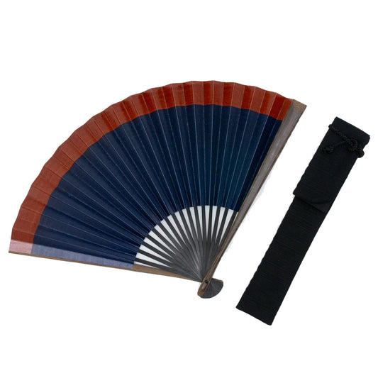 Kyo-sensu (Japanese folding fan) for Men - Kakishibu / Two Tone Color (Natural × Navy Blue) - , Made in Kyoto , Japan, Kyoto sensu