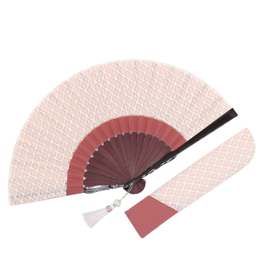 Kyo-sensu (Japanese folding fan) for Women - Lace Fabric / Pink -, Made in Kyoto, Japan, Kyoto sensu