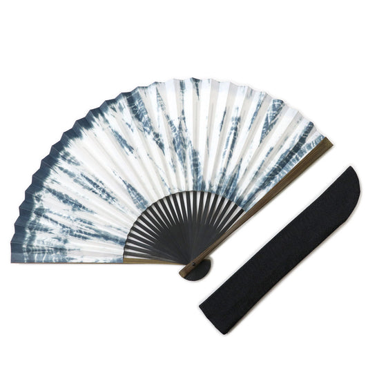 Kyo-sensu (Japanese folding fan) for Men - Shibori / Navy Blue - , Made in Kyoto, Japan , Kyoto sensu