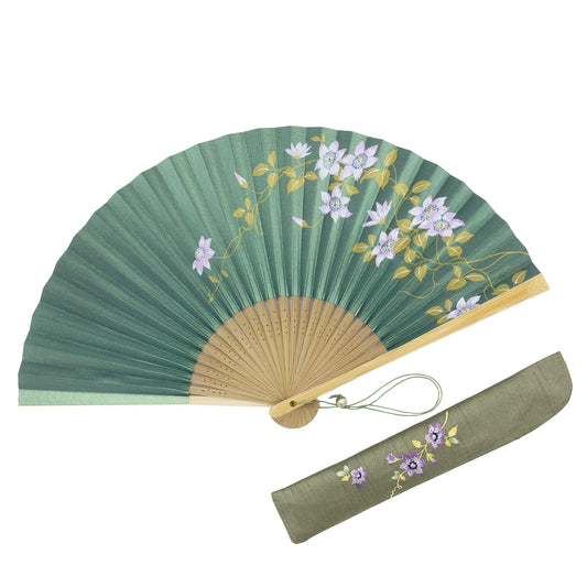 Kyo-sensu (Japanese folding fan) for Women - Clematis - , Made in Kyoto, Japan , Kyoto sensu