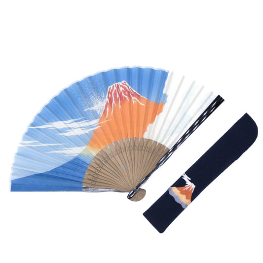 Kyo-sensu (Japanese folding fan) for Men - Kyo-Yuzen / Red Fuji - , Made in Kyoto, Japan , Kyoto sensu