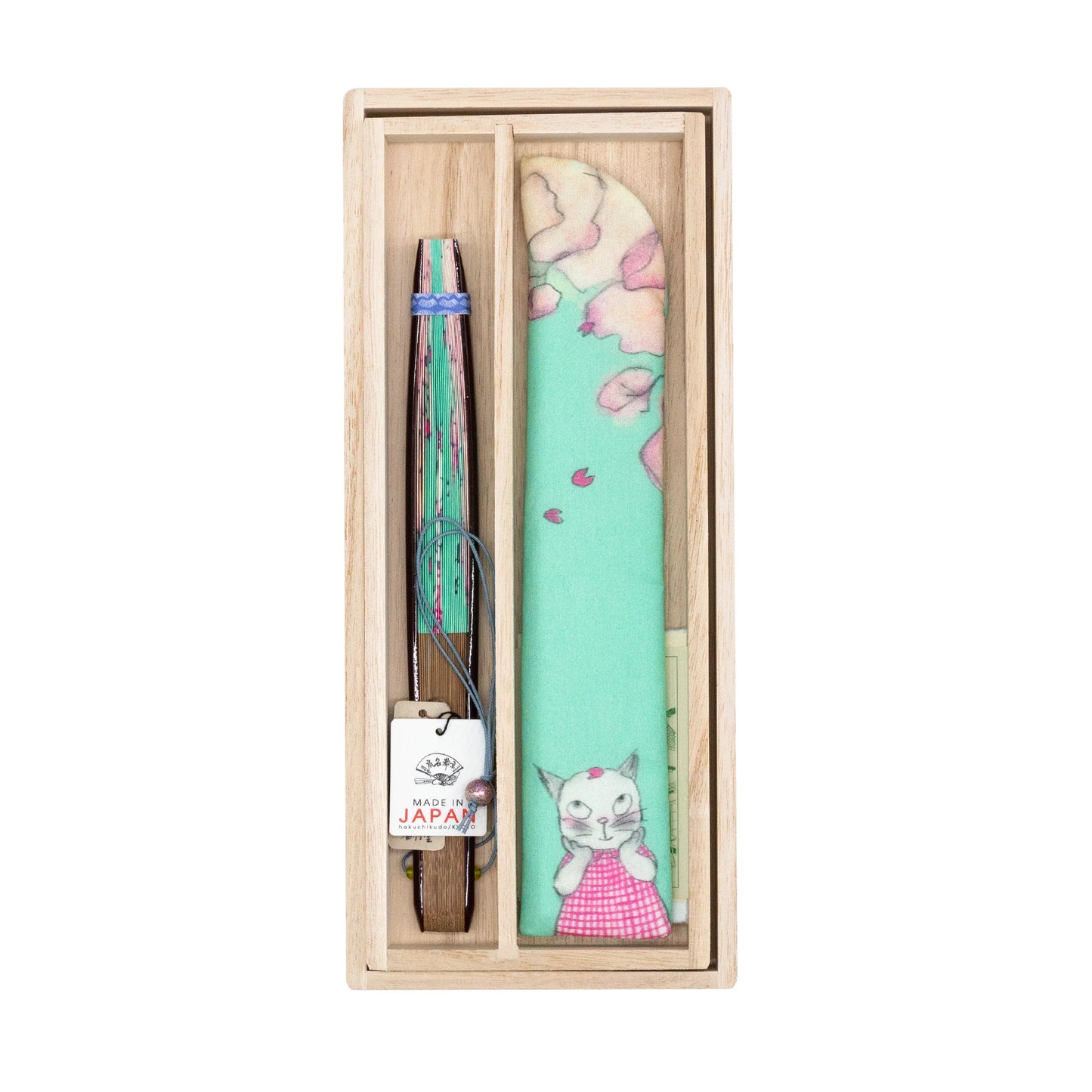 Kyo-sensu (Japanese folding fan) for Women - Cat / Moonlight - , Made in Kyoto, Japan , Kyoto sensu