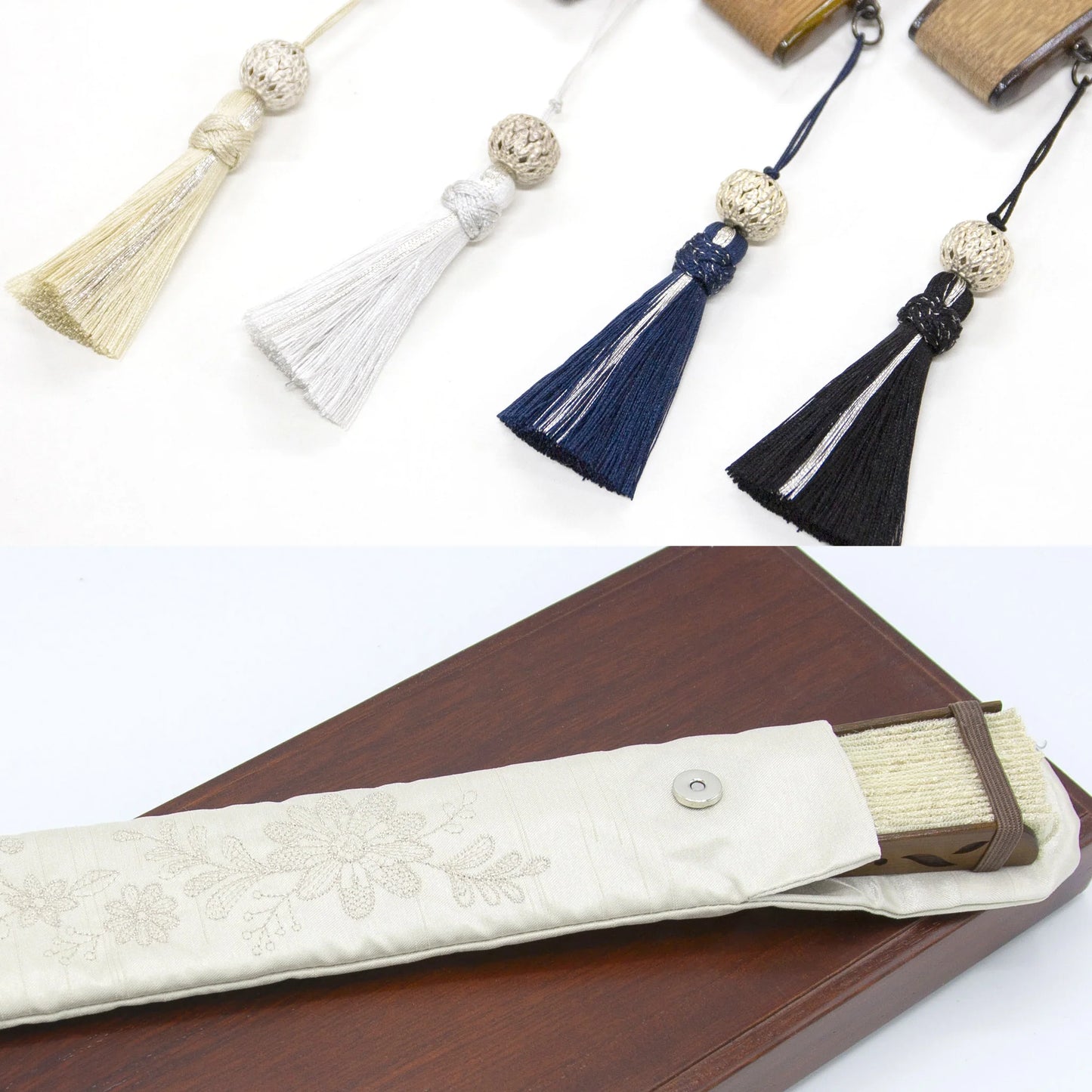 Kyo-sensu (Japanese folding fan) for Women - Silk Lace / Royal Navy Blue - , Made in Kyoto, Japan , Kyoto sensu