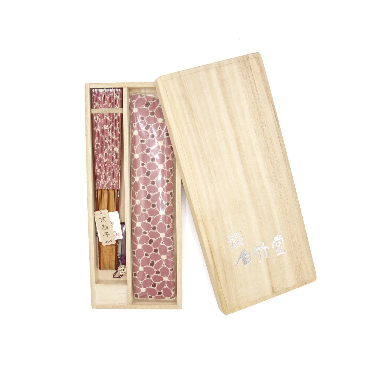 Kyo-sensu (Japanese folding fan) for Women - Cotton Lace Fabric / Purple -, Made in Kyoto, Japan, Kyoto sensu