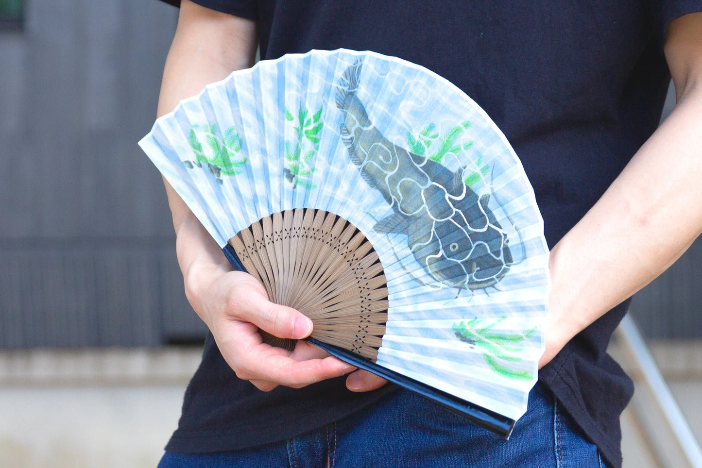 Kyo-sensu (Japanese folding fan) for Men - Kyo-Yuzen / Catfish - , Made in Kyoto, Japan , Kyoto sensu